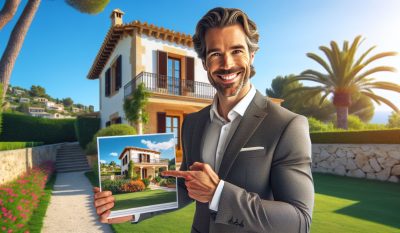 Ein Immobilienmakler der ein Haus in Palma zeigt